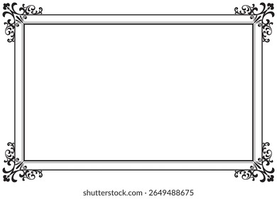 Elegant Vintage Black Frame with Ornate Corners. 479
