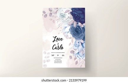 elegant vintage blue and brown floral invitation card template