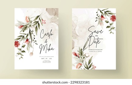 elegant vintage bohemian floral invitation card template