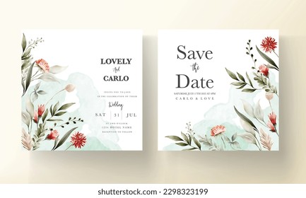 elegant vintage bohemian floral invitation card template