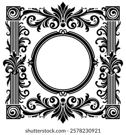 Elegant vintage border for timeless design projects. Classic ornate frame for invitations and stationery. Decorative antique border with intricate patterns.