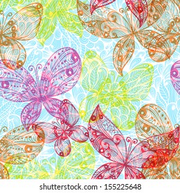 Elegant vintage bright seamless background with butterflies. Eps10
