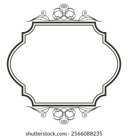 Elegant Vintage Calligraphic Frame with Ornamental Floral Border. Vector Template 