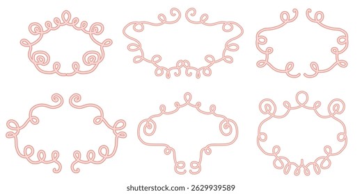 Elegant vintage calligraphic frames set with hand drawn flourishes and ornamental text separators for invitations certificates and greeting cards