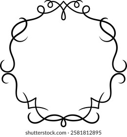 Elegant vintage calligraphic swirl frame featuring intricate details, adding classic charm to invitations, certificates, and any design project needing an ornate flourish