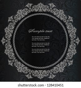 Elegant vintage card with damask seamless background