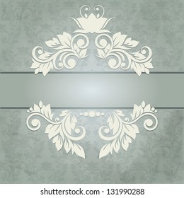 Elegant vintage card with damask seamless background (background