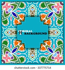 Elegant vintage card. Hand drawn tribal ornament, lace, mandala, for greeting, invitation card, or cover. Vector illustration.