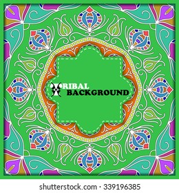 Elegant vintage card. Hand drawn tribal ornament, lace, mandala, for greeting, invitation card, or cover. Vector illustration.