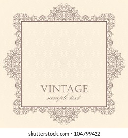 Elegant vintage card on a light damask background