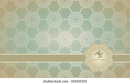 Elegant Vintage Card on seamless royal lace background