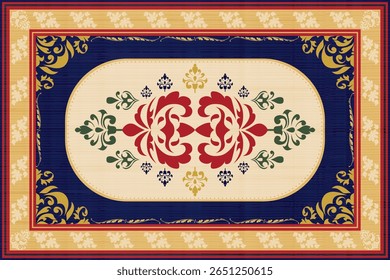Elegant Vintage Tapijtpatroon met Barokke Bloemen Ontwerp in Rood en Goud