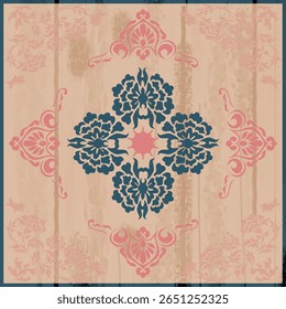 Elegant Vintage Tapijt Patroon met Barokke Bloemen Ontwerp 
