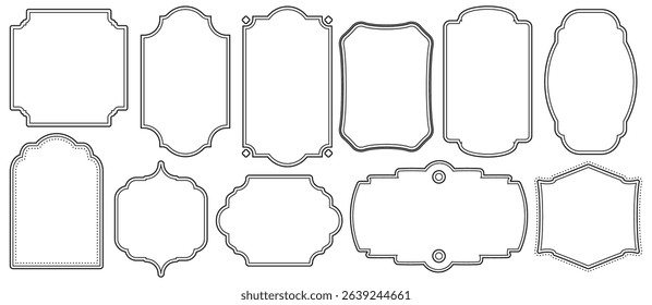 Elegant vintage classic frames and decorative retro labels with empty blank space collection isolated on white background. Ornate borders outline templates design elements vector illustration