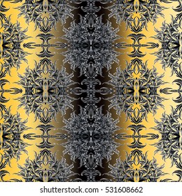 Elegant vintage damask seamless pattern. Modern floral background.Luxury ornate 3d wallpaper. Decorative  3d flowers, leaves and tender damask ornaments in Baroque style.Vector fabric pattern texture.