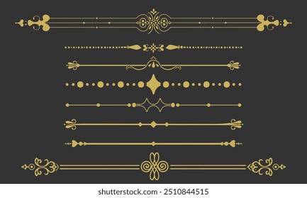 Elegant Vintage Decorative Divider Line Art Vector Set

