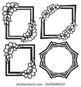 Elegant Vintage Decorative Floral Border Vector Set Packs for Planners
