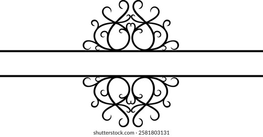 Elegant vintage decorative frame featuring swirls and curls, enhancing wedding invitations, greeting cards, certificates, and projects needing classic sophistication