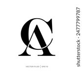 elegant vintage design logo AC CA monogram serif letters