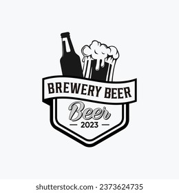 elegant vintage emblem brewery logo design