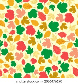 Elegant and vintage fall leaves colorful seamless pattern. Suitable for events printable, fabric, cards, banner, textile, wallpaper, packaging and many decorations. Autumn leave surface pattern design
