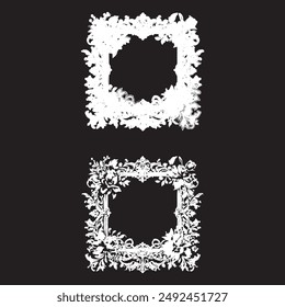 Elegant Vintage Floral Frames on Black Background