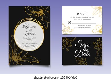 Elegant vintage floral wedding invitation template