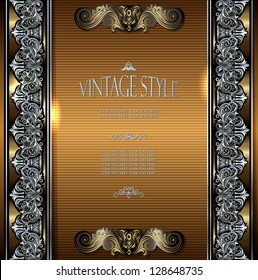 Elegant vintage frame with damask pattern