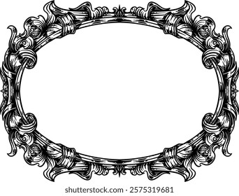 Elegant vintage frame design with intricate details, suitable for logos, decorative borders, t-shirt designs, or sophisticated graphic projects.