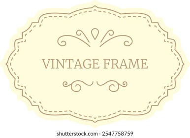 Elegant vintage frame featuring decorative swirls and a dotted border, set against a soft light yellow background, creating a classic and sophisticated design