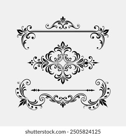  Elegant vintage frame ornaments vector illustration featuring ornate and detailed designs, perfect for adding a classic touch to invitations, certificates, and decorative projects.