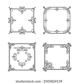   Elegant vintage frame ornaments vector illustration featuring ornate and detailed designs, perfect for adding a classic touch to invitations, certificates, and decorative projects.