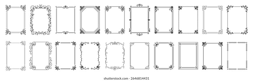 Elegant vintage frame set featuring ornamental decor and stylish borders. Ideal for invitations, certificates, menus, and classic designs with timeless decorative charm.
