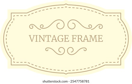 Eleganter Vintage-Rahmen mit Wirbel, der einem hellgelben Hintergrund einen Hauch von klassischem Charme verleiht, perfekt für Labels, Einladungen oder Scrapbooking-Projekte