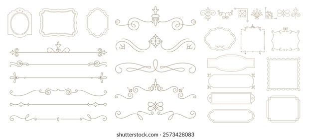 Elegant vintage frames and borders. Decorative frames, ornate borders, and vintage elements. Perfect for invitations, cards, and decorative projects. Vintage ornamental elements vector set.