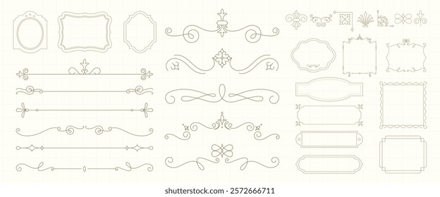 Elegant vintage frames and borders in ornate designs. Decorative frames, ornate borders, and vintage style for classic, elegant, and sophisticated designs. Vintage ornamental elements vector set.