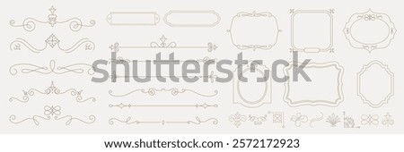 Elegant vintage frames and borders in ornate designs. Decorative frames and borders with intricate details. Perfect for vintage-themed projects and designs. Vintage ornamental elements vector set.