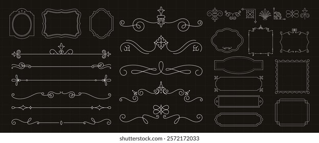 Elegant vintage frames and borders in various styles. Decorative frames and ornate borders perfect for design projects. Classic frames and intricate borders. Vintage ornamental elements vector set.