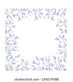 Elegant vintage frames with field summer flowers, made with ink. Delicate and romantic floral design elements, perfect for prints and patterns, wedding, wrapping, scrapbooking - Stock Illustration.