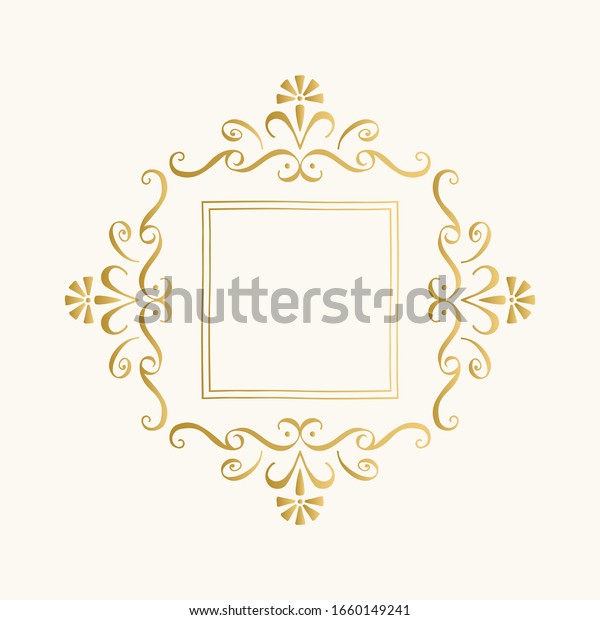 Elegant vintage frames. Golden ornate\
borders. Vector\
illustration.