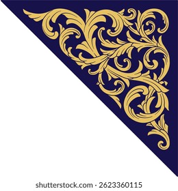 Elegant vintage gold arabesque corner frame. Classic decorative border template design. Vector of Golden baroque Victorian ornamental.