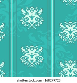Elegant vintage green seamless pattern with light ornament
