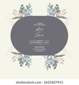 Elegant vintage invite with faded floral illustrations and soft textures.


