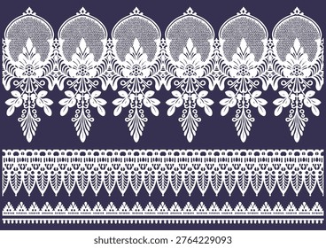 Elegant vintage lace border set with floral ornament