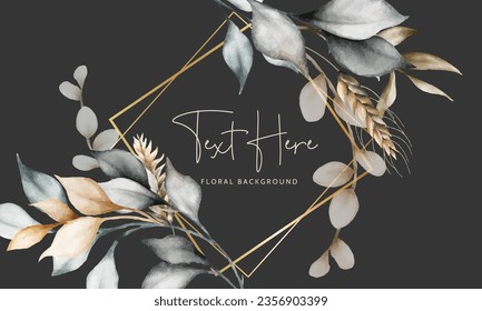 elegant vintage leaves watercolor background template