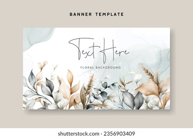 elegant vintage leaves watercolor background template