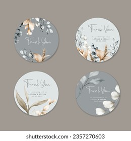 elegant vintage leaves watercolor label collection