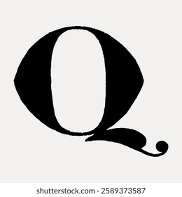 Elegant vintage letter Q Vintage font illustration, isolated vector.