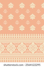 Elegant Vintage Ornamental Design in Peach. Pattern design for use as wallpaper, textiles, wrap, carpet, decorative illustration.