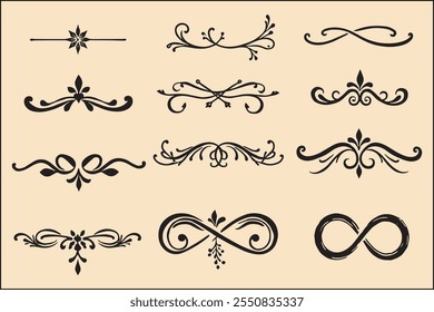 Elegant Vintage Ornamental Dividers and Flourishes Collection.
